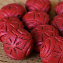 Load image into Gallery viewer, Cinnabar, Boho, Vintage, Beads, Black, Turquoise, Silver, Necklace, Crystal,  Key Ring, Jewellery-Making, Jewellery, Collection, Carved, Beader, Wear-Anytime, Chinese, Siam-Red, Blood-Red, Mineral, Pigment, Romans, Chinese, Powder, Cinnabar Pigment, Pottery Glaze, Cosmetic, Lipstick, Mercury, Toxicity, Dangerous, Poisonous, Inhale, Premature Death, Lacquer, Wood, Tree Sap, Carved, Molds, Colours,