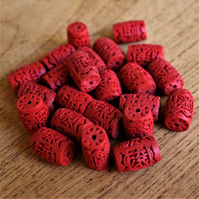 Load image into Gallery viewer, Cinnabar, Barrels, Boho, Vintage, Beads, Black, Turquoise, Silver, Necklace, Crystal,  Key Ring, Jewellery-Making, Jewellery, Collection, Carved, Beader, Wear-Anytime, Chinese, Siam-Red, Blood-Red, Mineral, Pigment, Romans, Chinese, Powder, Cinnabar Pigment, Pottery Glaze, Cosmetic, Lipstick, Mercury, Toxicity, Dangerous, Poisonous, Inhale, Premature Death, Lacquer, Wood, Tree Sap, Carved, Molds, Colours,
