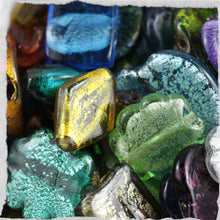 Load image into Gallery viewer, Colour Burst, Chunky, Glass, 1 Kilo, Colourful, Indian Silver Foil Beads, Diamonds, Cubes, Hearts, Drops, Round, Tabular, Oval, Bicones, Gourds, Twists, Jewellery, Red, Orange, Topaz, Yellow, Blue, Cyan, Capri, Cerulean, Navy, Sapphire, Cobalt, Azure, Black, Red, Brown, Green, Clear, Grey, Charcoal, Green, Olive, Purple, Teal, Emerald Green, Lime, Forest Green, Mint, Avocado, Apple, Chartreuse, Violet, Fuchsia, Ruby, Magenta, Indigo, Mauve, Blackberry,  Suncatchers,