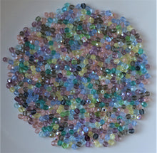Load image into Gallery viewer, Multi-Coloured, Czechoslovakia, Czech Republic, Czech, Faceted, Crystal, Crystal Beads, Fire-Polished, Glass, Glass Beads, Jewellery, Designs, Necklace, Bracelet, Earrings, Anklet, Boho, Vintage, Yellow, Transparent, Purple, Pink, Lime, Green, Teal, Clear, Blue, Aqua, 4mm,