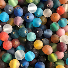 Load image into Gallery viewer, Frosted, Round, Multicoloured, Glass, India, Hearts, Collection, Global, Beads, Glazed, Red, Orange, Topaz, Yellow, Mustard, Blue, Violet, Fuchsia, Ruby, Magenta, Clear, Aqua, Pink, Forest Green, Jewellery, Earrings, Necklaces, Bracelets,