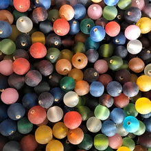 Load image into Gallery viewer, Frosted, Round, Multicoloured, Glass, India, Hearts, Collection, Global, Beads, Glazed, Red, Orange, Topaz, Yellow, Mustard, Blue, Violet, Fuchsia, Ruby, Magenta, Clear, Aqua, Pink, Forest Green, Jewellery, Earrings, Necklaces, Bracelets,