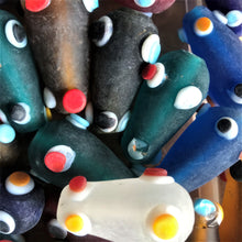 Load image into Gallery viewer, Round, Circular, Frosted, Multicoloured, Glass, Evil Eye, India, Collection, Beads, Teal, Red, Navy, Clear, Black, Topaz, Forest Green, Jewellery, Earrings, Necklaces, Bracelets,