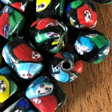 Load image into Gallery viewer, Round, Circular, Oblong, Tube, Oval, Venetian, Leather,  Synthetic Cord, Multicoloured, Glass, Faces, India, Collection, Beads, Jewellery, Necklaces, Bracelets,