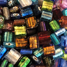 Load image into Gallery viewer, Silver Foil, Flat Tiles, Keyring, Beads, Glass, Aqua, Pink, Copper, Navy, Olive, Teal, Pale Blue, Forest Green, Clear, Aquamarine, Topaz, Purple, Lilac, Keyrings, Jewellery, Earrings, Necklaces, Bracelets, Leather, India, Indian, Tigertail,