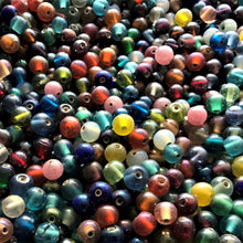 Load image into Gallery viewer, : Glazed, Round, Multicoloured, Glass, India, Hearts, Collection, Global, Beads, Glazed, Red, Orange, Purple, Navy, Topaz, Yellow, Mustard, Lime, Blue, Violet, Fuchsia, Ruby, Magenta, Clear, Aqua, Pink, Forest Green, Jewellery, Earrings, Necklaces, Bracelets,