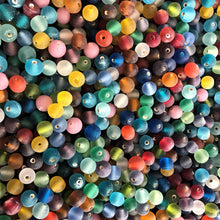 Load image into Gallery viewer, Frosted, Round, Multicoloured, Glass, India, Hearts, Collection, Global, Beads, Glazed, Red, Orange, Topaz, Yellow, Mustard, Blue, Violet, Fuchsia, Ruby, Magenta, Clear, Aqua, Pink, Forest Green, Jewellery, Earrings, Necklaces, Bracelets,