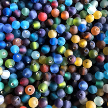 Load image into Gallery viewer, Frosted, Round, Multicoloured, Glass, India, Hearts, Collection, Global, Beads, Glazed, Red, Orange, Topaz, Yellow, Mustard, Blue, Violet, Fuchsia, Ruby, Magenta, Clear, Aqua, Pink, Forest Green, Jewellery, Earrings, Necklaces, Bracelets,