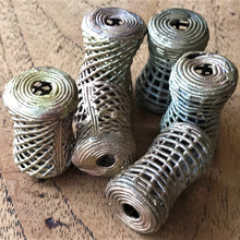 Load image into Gallery viewer, Africa, Ashanti, African, Ghana, Brass, Metal, Spiral Disks, 3rd Millennium, Basket, Drum, Lost-Wax, Central Ghana, Nigeria, Ivory Coast, Baoule, Bronze, Lost Wax, Ancient Techniques, Krobo, Krobos, Metal-Casting, Beads, Molten Metal, Bead-Making, Modern Methods, West Africa, Tribe, Ethnic, Hearts, Fern-Like, Glass, Recycled Glass, Dentistry, Necklace, Bracelet, Leg Bangle, Boho-Inspired, Pendant Disks,