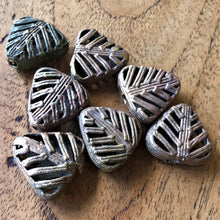 Load image into Gallery viewer, Africa, Ashanti, African, Ghana, Brass, Metal, Hearts, Lost-Wax, Central Ghana, Nigeria, Ivory Coast, Baoule, Bronze, Lost Wax, Ancient Techniques, Krobo, Krobos, Metal-Casting, Beads, Molten Metal, Bead-Making, Modern Methods, West Africa, Tribe, Ethnic, Hearts, Fern-Like, Glass, Recycled Glass, Dentistry, Necklace, Earrings, Bracelet, Leg Bangle, Boho-Inspired,