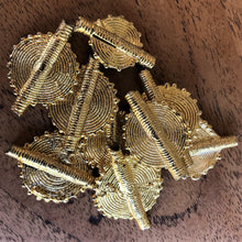 Load image into Gallery viewer, Africa, Ashanti, African, Ghana, Brass, Metal, Spiral Disks, 3rd Millennium, Lost-Wax, Central Ghana, Nigeria, Ivory Coast, Baoule, Bronze, Lost Wax, Ancient Techniques, Krobo, Krobos, Metal-Casting, Beads, Molten Metal, Bead-Making, Modern Methods, West Africa, Tribe, Ethnic, Hearts, Fern-Like, Glass, Recycled Glass, Dentistry, Necklace, Bracelet, Leg Bangle, Boho-Inspired, Pendant Disks,