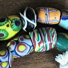 Load image into Gallery viewer, Africa, African, Glass, Trade, African Trade Beads, Millefiori, Thousand Flowers, Multicoloured, Slave Beads, Hippy Beads, Love Beads, Dogon Beads, Skunk Beads, Arab, Arab Traders, Mosaic Beads, Murrine, Rods, Canes, Currency, European Traders, Plateau Continent, Ivory, Food, Fabric, Gold, Status Symbol, Palm Oil, Slaves, Ethnic-Styled Jewellery, Flower Pattern, Appreciate, Investment, Rare, Collectable, Antique, Venice, Venetian, Trade Beads, Ethnic, Strand, Vintage, Hand-Crafted, Ethnic, Collectable,