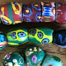 Load image into Gallery viewer, Africa, African, Glass, Trade, African Trade Beads, Millefiori, Thousand Flowers, Multicoloured, Slave Beads, Hippy Beads, Love Beads, Mosaic Beads, Murrine, Rods, Canes, Currency, European Traders, Plateau Continent, Ivory, Food, Fabric, Gold, Status Symbol, Palm Oil, Slaves, Ethnic-Styled Jewellery, Flower Pattern, Appreciate, Investment, Rare, Collectable, Antique, Venice, Venetian, Trade Beads, Ethnic, Strand, Vintage, Old,