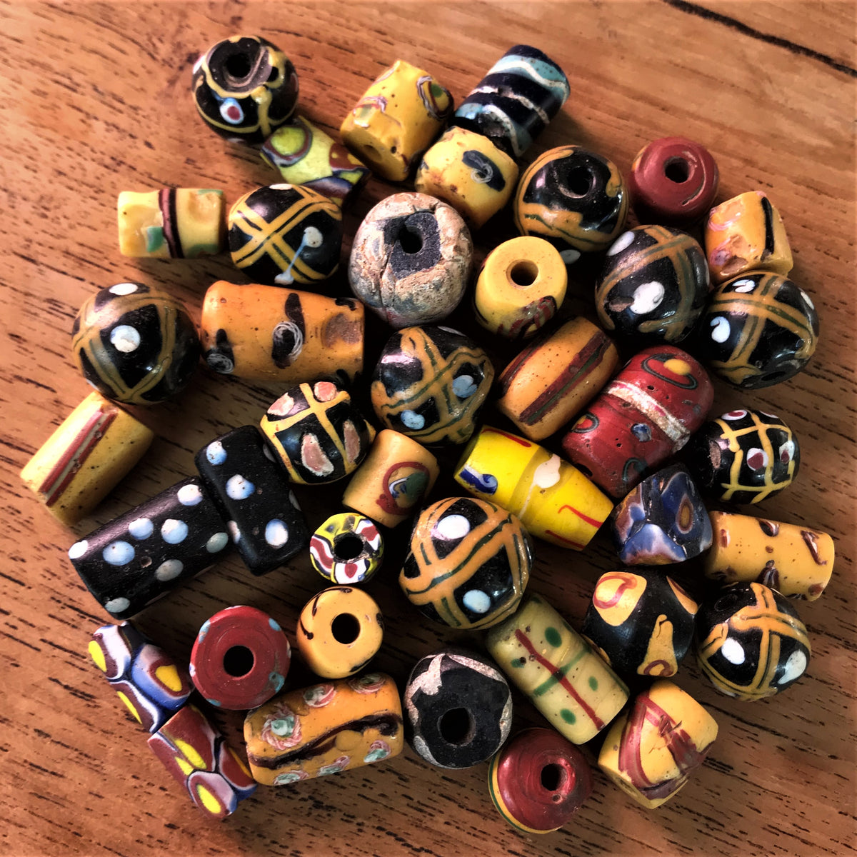 41pcs – 9-17mm - 250-Year-Old African Trade Beads - Venetian Millefior –  Margriverbeads