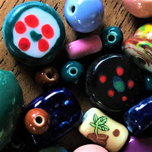 Load image into Gallery viewer, Ivory, Black, Green, Brown, Beads, China, Handmade, Collectible, Yellow, Red, White, Blue, Aqua, Navy, Siam, Beige, Topaz, Gold, Lime, Olive, Pink, Purple, Lilac, Diamonds, Slabs, Cubes, Hearts, Drops, Gourds, Twists, Cylinders, Slabs, Round, Tabular, Oval, Cats, Dogs, Penguins, Dice, Bicones, Tubes, Bracelet, Necklace, Earrings, Elastic, Craftline, Leather, Glazed, Vintage,