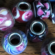 Load image into Gallery viewer, Green, Blue, Gold Leaf, Pandora, Pandora-Style, Czechoslovakia, Metal Core, Glass, Beads, Collection, Floral,