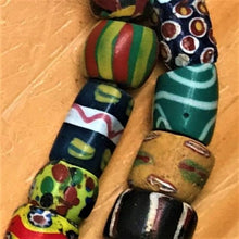 Load image into Gallery viewer, Africa, African, Glass, Trade, African Trade Beads, Millefiori, Thousand Flowers, Multicoloured, Slave Beads, Hippy Beads, Love Beads, Mosaic Beads, Murrine, Rods, Canes, Currency, European Traders, Plateau Continent, Ivory, Food, Fabric, Gold, Status Symbol, Palm Oil, Slaves, Ethnic-Styled Jewellery, Flower Pattern, Appreciate, Investment, Rare, Collectable, Antique, Venice, Venetian, Trade Beads, Ethnic, Strand, Vintage, Old,