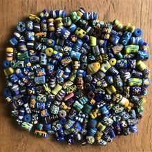 Load image into Gallery viewer, Africa, Nigeria, Ghana, Togo, Sandcast, Glass, Beads, Recycled, Yoruba, Krobo, Bottles, Old, Rare, Ethnic, Tribal, Collectible, Statement, Necklaces, Bracelets, Boho, Cassava, Molds, Clay, Kiln, Mortar, Pestle, Wood-Burning, Leg Bangles, Collection, Mix, West Africa, Multicoloured,