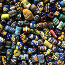Load image into Gallery viewer, Africa, Nigeria, Ghana, Togo, Sandcast, Glass, Beads, Recycled, Yoruba, Krobo, Bottles, Old, Rare, Ethnic, Tribal, Collectible, Statement, Necklaces, Bracelets, Boho, Cassava, Molds, Clay, Kiln, Mortar, Pestle, Wood-Burning, Leg Bangles, Collection, Mix, West Africa, Multicoloured,