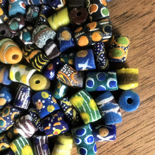 Load image into Gallery viewer, Africa, Nigeria, Ghana, Togo, Sandcast, Glass, Beads, Recycled, Yoruba, Krobo, Bottles, Old, Rare, Ethnic, Tribal, Collectible, Statement, Necklaces, Bracelets, Boho, Cassava, Molds, Clay, Kiln, Mortar, Pestle, Wood-Burning, Leg Bangles, Collection, Mix, West Africa, Multicoloured,