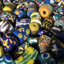 Load image into Gallery viewer, Africa, Nigeria, Ghana, Togo, Sancast, Glass, Beads, Recycled, Yoruba, Krobo, Bottles, Old, Rare, Ethnic, Tribal, Collectible, Statement, Necklaces, Bracelets, Boho, Cassava, Molds, Clay, Kiln, Mortar, Pestle, Wood-Burning, Leg Bangles, Collection, Mix, West Africa, Multicoloured,