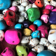 Load image into Gallery viewer, Beads, Porous, Dyed, Howlite, Semi-Precious, Stone, Skulls, Mineral, Jewellery, Necklace, Bracelet, Earrings, Blue, Red, Yellow, Orange, Black, White, Natural, Green, Multicoloured, Spiders Web, Coral, Snow Leopard, White Buffalo, Nova Scotia, Canada,