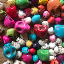 Load image into Gallery viewer, Beads, Porous, Dyed, Howlite, Semi-Precious, Stone, Skulls, Mineral, Jewellery, Necklace, Bracelet, Earrings, Blue, Red, Yellow, Orange, Black, White, Natural, Green, Multicoloured, Spiders Web, Coral, Snow Leopard, White Buffalo, Nova Scotia, Canada,