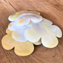 Load image into Gallery viewer, Gold Mother of Pearl, Dog Tags, Plates, Pendants, Name Tags, Axe Heads, Machetes, Love Hearts, Yokes, Drops, Tears, Tiles, Shields, Donuts, Shards, Claws, Shields, Buttons, Teardrops, Raindrops, Mother of Pearl Shell, MOP, White, Gold, Pink, Brown, Black, Pau Shell, Abalone, Green Abalone, Trochus, Cowrie Shell, Green Lip Mussel, Pink Lip Mussel, Necklace, Jewellery, West Australia, Black Abalone,