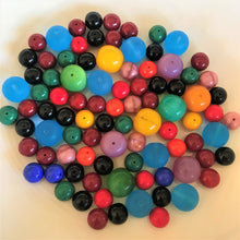 Load image into Gallery viewer, Czechoslovakia, Glass, Beads, Round, Frosted, Glazed, Red, Aqua Blue, Navy, Red, Yellow, Green, Gobstopper, Jewellery, Necklace, Bracelet, Anklet, Earrings, Boho, Vintage,