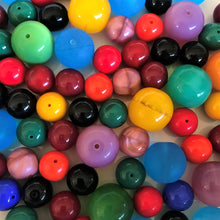 Load image into Gallery viewer, Czechoslovakia, Glass, Beads, Round, Frosted, Glazed, Red, Aqua Blue, Navy, Red, Yellow, Green, Gobstopper, Jewellery, Necklace, Bracelet, Anklet, Earrings, Boho, Vintage,