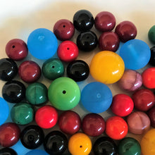 Load image into Gallery viewer, Czechoslovakia, Glass, Beads, Round, Frosted, Glazed, Red, Aqua Blue, Navy, Red, Yellow, Green, Gobstopper, Jewellery, Necklace, Bracelet, Anklet, Earrings, Boho, Vintage,