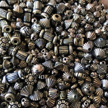 Load image into Gallery viewer, Rosaries, Suncatchers, Bead Curtains, Jewellery, Key Rings, Necklaces, Bracelets, Art Projects, Vintage-Styled, Metalised Plastic, Beads, Bicones, Rounds, Roses, Flowers, Collection, Mixed, Gold, Plastic,