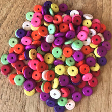 Load image into Gallery viewer, Beads, Porous, Dyed, Howlite, Semi-Precious, Stone, Washers, Discs, Saucers, Button Beads, Rondelles, Mineral, Jewellery, Necklace, Bracelet, Earrings, China, Blue, Red, Yellow, Crown Chakras, Orange, Black, White, Natural, Green, Multicoloured, Spiders Web, Coral, Snow Leopard, White Buffalo, Nova Scotia, Canada, United States, Germany, Serbia, Russia, Turkey,