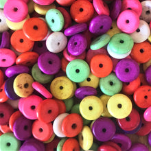 Load image into Gallery viewer, Beads, Porous, Dyed, Howlite, Semi-Precious, Stone, Washers, Discs, Saucers, Button Beads, Rondelles, Mineral, Jewellery, Necklace, Bracelet, Earrings, China, Blue, Red, Yellow, Crown Chakras, Orange, Black, White, Natural, Green, Multicoloured, Spiders Web, Coral, Snow Leopard, White Buffalo, Nova Scotia, Canada, United States, Germany, Serbia, Russia, Turkey,