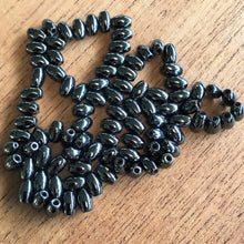 Load image into Gallery viewer, Haematite, Magnetic, Assorted, Mix, Semi-Precious, Stone, Beads, Anisotropic, Western Australia, Venezuela, North America, Lake Superior, Brazil, Eastern Canada, Black, Steel, Mineral, Jewellery-Making, Health, Ailment, Earrings, Necklace, Bracelet, Iron Ore, Bicones, Rounds, Collections, Arrows, Rice, Ovals, Drops, Bows, Protection, Black, Global Beads, Hole, Centre-Drill,