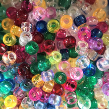 Load image into Gallery viewer, Asia, Translucent, Taiwan, Plastic, Jug Beads, Clear, Forest Green, Pink, Lilac, Blue, Red, Orange, Yellow, Plastic, Bracelets, Necklaces, Key Rings, Beads, China, Mix, Collection,