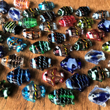 Load image into Gallery viewer, Lampwork, Fish, Keyring, Lampwork, Multicoloured, Blue, Green, Clear, Aqua, Purple, Red, Indian, Jewellery, Tigertail, Leather, Synthetic Cord, Earrings, Necklaces, Bracelets, Assorted, Collection, Beads,