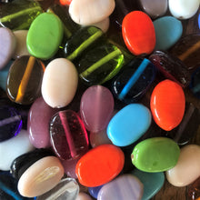 Load image into Gallery viewer, Glazed, Twist, Tablets, Multicoloured, Glass, Opaque, Transparent, India, Hearts, Collection, Global, Beads, Glazed, Red, Orange, Clear, Purple, Navy, Topaz, Yellow, Mustard, Lime, Blue, Violet, Fuchsia, Ruby, Varanasi,