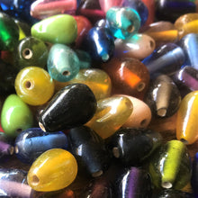 Load image into Gallery viewer, Glazed, Drops, Multicoloured, Glass, Opaque, Transparent, India, Hearts, Collection, Global, Beads, Glazed, Red, Orange, Purple, Navy, Topaz, Yellow, Mustard, Lime, Blue, Violet, Fuchsia, Ruby, Varanasi,