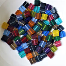 Load image into Gallery viewer, Varanasi, Yellow, Tiles, Tangerine, Red, Purple, Pink, Orange, Mix, Lilac, India, Green, Global, Beads, Glazed, Glass, Collection, Blue, Blood, Black, Beads, Aqua, 13mm, Suncatcher, Bead Curtain, Necklace, Bracelet, Earrings,