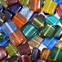 Load image into Gallery viewer, Varanasi, Yellow, Tiles, Tangerine, Red, Purple, Pink, Orange, Mix, Lilac, India, Green, Global, Beads, Glazed, Glass, Collection, Blue, Blood, Black, Beads, Aqua, 13mm, Suncatcher, Bead Curtain, Necklace, Bracelet, Earrings,
