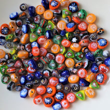 Load image into Gallery viewer, Tangerine, Red, Oval, Orange, India, Green, Global, Beads, Glazed, Glass, Collection, Blue, Beads