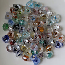 Load image into Gallery viewer, Blue, Green, Red, Yellow, Purple, Orange, Silver, Varanasi, Suncatchers, Bead, Curtains, Jewellery, Necklaces, Bracelets, Earrings, Triangle, Three-Sided, Silver, Foil, Multi-Coloured, India, Global, Beads, Glass, Collection, Clear, Beads, 12mm