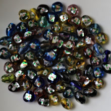 Load image into Gallery viewer, Silver Foil, Oval, Multi-Coloured, Mix, India, Hearts, Global Beads, Glass, Colours, Collection, Clear, 12mm, 10mm, Pink, Navy, Yellow, Red, Purple, Green, Suncatchers, Bead Curtains, Varanasi,