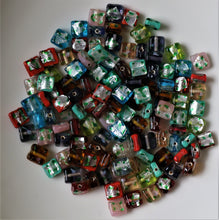 Load image into Gallery viewer, Lime, Navy, Yellow, Red, Purple, Green, Lilac, Blue, Glass, India, Indian, Varanasi, Silver Foil, Jewellery, Bracelet, Necklace, Earrings, Bead Curtain, Suncatcher, 9mm, Flat, Collection, Tiles,