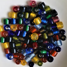 Load image into Gallery viewer,  Glass, Stubbie, India, Indian, Varanasi, Silver Foil, Jewellery, Bracelet, Necklace, Earrings, Bead Curtain, Suncatcher, 10mm, Navy, Yellow, Red, Purple, Green, Black, Blue, Beads,