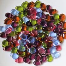 Load image into Gallery viewer,   Glass, Droplet, India, Indian, Varanasi, Silver Foil, Jewellery, Bracelet, Necklace, Earrings, Bead Curtain, Suncatcher, 10mm, Pink, Purple, Lime Green, Pink, Pale Blue, Topaz,