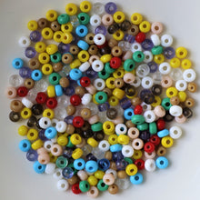 Load image into Gallery viewer, Ivory, Beige, Yellow, Clear, Green, Red, Blue, Navy, Brown, White, Black, Glass, Pony, India, Indian, Varanasi, Jewellery, Bracelet, Necklace, Earrings, Bead Curtain, Suncatcher, 9mm, Opaque, Glazed, Transparent, 5mm, Collection, Mix, Purple,