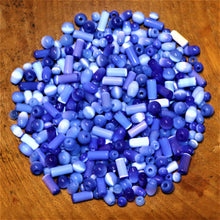 Load image into Gallery viewer, Tube, Round, Oval, Mix, India, Worldwide Beads, Glass, Cylinder, Collection, Cyan, Capri, Cerulean, Navy, Aqua, Sapphire, Cobalt, Azure, Blue, Beads,