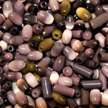 Load image into Gallery viewer, Tube, Round, Oval, Mix, India, Worldwide Beads, Glass, Cylinder, Collection, Purple, Blackberry, Violet, Fuchsia, Ruby, Magenta, Indigo, Mauve, Lilac, Mustard,